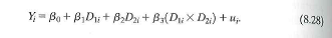 The discussion following Equation (8.28) interprets the coefficient on interacted binary variables using the conditional mean zero assumption. This exercise shows that interpretation also applies under conditional mean independence. Consider the hypothetical experiment in Exercise 7.11. a. Suppose that you estimate the regression using only the data on returning students. Show that 1 is the class size effect for returning students, that is, that . Explain why is an unbiased estimator of 1. b. Suppose that you estimate the regression using only the data on new students. Show that tq is the class size effect for new students, that is, that Explain why is an unbiased estimator of c. Consider the regression for both returning and new students, Use the conditional mean independence assumption to show that (the difference in the class size effects). d. Suppose that you estimate the interaction regression in (c) using the combined data and that Show that and are unbiased but that is in general biased.