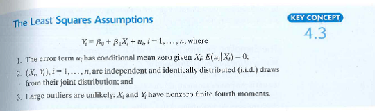 Assume that the regression model Y i = 0 + 1 X i + u i satisfies the least squares assumptions in Key Concept 4.3 in Section 4.4. You and a friend collect a random sample of 300 observations on Y and X. a. Your friend reports the he inadvertently scrambled the X observations for 20% of the sample. For these scrambled observations, the value of X does not correspond to X i for the i th observation, but rather to the value of X for some other observation. In the notation of Section 9.2, the measured value of the regressor, is equal to X i for 80% of the observations, but is equal to a randomly selected X j for the remaining 20% of the observations. You regress Y i on . b. Explain how you could construct an unbiased estimate of ß x using the OLS estimator in (a). c. Suppose now that your friend tells you that the X's were scrambled for the first 60 observations, but that the remaining 240 observations are correct. You estimate ß 1 by regressing Y on X using only the correctly measured 240 observations. Is this estimator of ß 1 better than the estimator you proposed in (b) Explain.