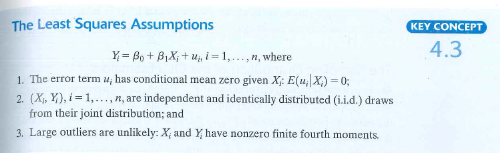 Consider the regression model with heterogenous regression coefficients Y i = ß oi + ß 1i X i + V i where (v i -, X i , ß 0i , ß 1i ) are i.i.d. random variables with ß 0 = E ( ß 0i ) and ßi = E(ß 1 i ). a. Show that the model can be written as Y i = ß 0 + ß 1 X i + u i where u i = ( ßoi - ßo ) + ( ß 1i - ß l ) X i + V i b. Suppose that . Show that . c. Show that assumptions 1 and 2 of Key Concept 4.3 are satisfied. d. Suppose that outliers are rare so that (u i X i ) have finite fourth moments. Is it appropriate to use OLS and the methods of Chapters 4 and 5 to estimate and carry out inference about the average values of ß 0i and ß 1i e. Suppose that ß 1i and X i are positively correlated so that observations with larger than average values of X i , tend to have larger than average values of ß 1i. Are the assumptions in Key Concept 4.3 satisfied If not, which assumption(s) is (are) violated Is it appropriate to use OLS and the methods of Chapters 4 and 5 to estimate and carry out inference about the average value of ß 0i and ß 1i