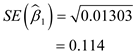 b) Given that Gauss Markov conditions are satisfied, the hypothesis can be tested using a t -test with homoskedastic standard errors Standard error can be found as square root of the variance, the covariance matrix of the coefficients is The diagonals of the above matrix are the variances of the coefficient estimates. The first diagonal for ß 0 second for ß 1 and last for ß 2 , hence the standard error for ß 1 is The coefficient is 0.25 hence t -stat is 2.19 is greater than 1.96 required at the 5% significant level, therefore, the null hypothesis is rejected. The coefficient is significant. a) Let the following be the general linear regression Here the variables are matrices, Y corresponds to the dependent variable test scores, X corresponds to the independent variable matrix, ß stores the regression coefficients, and U is the error vector as defined below As seen from the equation there are n observations for each dependent and independent variable. Here the subscripts X₁ i is the independence variable outcome X₁ for the i-th sample, and X₂ i is the independence variable outcome X₂ for the i-th sample. The OLS estimator for the vector of coefficients is defined as Here T represents the transpose of the matrix. Multiplying the matrices leads to Now it is necessary to compute for the terms inside the matrices. It is possible to use given data to calculate the summation variables. The summation terms with one variable can be computed simply as total observations times average as below The summations with more than one variable can be defined in terms of variance and covariances for example, let be the sample variance for X₁ then The sample variance has as one of the terms, isolate Similar relations can be computed for other summations with two variables as below Here the terms is the sample variance of variable X₂ , is the sample variance of Y , is the sample covariance of X₁ and Y. Hence, substituting into the equation Substitute the values n = 20, average of X₁ 7.24, average of X₂ 4.00, average of Y 4.00, variance of X₁ 0.80, variance of X₂ 2.40, covariance of X₁ and X₂ 0.28, covariance of X₁ and Y 0.22, covariance of X₂ and Y 0.32 into the above, the matrices are The remaining matrix is Finish the computation The formula for standard error of regression is The term is the matrix that stores the residuals defined below The second moment is Note that the first term is the second moment of Y which was found to be Substitute the values, n for 20, 0.26 for variance of Y , and 6.39 for average of Y The second term is that is Calculate the third term Hence, the second moment is computed as The standard error of regression, k is the number of independent variables which is 2, n is 20, and second moment of error is 3.3 The R score can be computed as The SSR is the second moment of residual errors that is The TSS is a multiple of the variance of Y Then the R score is