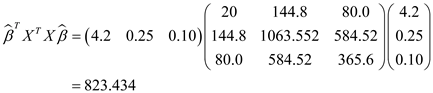 b) Given that Gauss Markov conditions are satisfied, the hypothesis can be tested using a t -test with homoskedastic standard errors Standard error can be found as square root of the variance, the covariance matrix of the coefficients is The diagonals of the above matrix are the variances of the coefficient estimates. The first diagonal for ß 0 second for ß 1 and last for ß 2 , hence the standard error for ß 1 is The coefficient is 0.25 hence t -stat is 2.19 is greater than 1.96 required at the 5% significant level, therefore, the null hypothesis is rejected. The coefficient is significant. a) Let the following be the general linear regression Here the variables are matrices, Y corresponds to the dependent variable test scores, X corresponds to the independent variable matrix, ß stores the regression coefficients, and U is the error vector as defined below As seen from the equation there are n observations for each dependent and independent variable. Here the subscripts X₁ i is the independence variable outcome X₁ for the i-th sample, and X₂ i is the independence variable outcome X₂ for the i-th sample. The OLS estimator for the vector of coefficients is defined as Here T represents the transpose of the matrix. Multiplying the matrices leads to Now it is necessary to compute for the terms inside the matrices. It is possible to use given data to calculate the summation variables. The summation terms with one variable can be computed simply as total observations times average as below The summations with more than one variable can be defined in terms of variance and covariances for example, let be the sample variance for X₁ then The sample variance has as one of the terms, isolate Similar relations can be computed for other summations with two variables as below Here the terms is the sample variance of variable X₂ , is the sample variance of Y , is the sample covariance of X₁ and Y. Hence, substituting into the equation Substitute the values n = 20, average of X₁ 7.24, average of X₂ 4.00, average of Y 4.00, variance of X₁ 0.80, variance of X₂ 2.40, covariance of X₁ and X₂ 0.28, covariance of X₁ and Y 0.22, covariance of X₂ and Y 0.32 into the above, the matrices are The remaining matrix is Finish the computation The formula for standard error of regression is The term is the matrix that stores the residuals defined below The second moment is Note that the first term is the second moment of Y which was found to be Substitute the values, n for 20, 0.26 for variance of Y , and 6.39 for average of Y The second term is that is Calculate the third term Hence, the second moment is computed as The standard error of regression, k is the number of independent variables which is 2, n is 20, and second moment of error is 3.3 The R score can be computed as The SSR is the second moment of residual errors that is The TSS is a multiple of the variance of Y Then the R score is