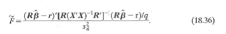 Consider the problem of minimizing the sum of squared residuals subject to the constraint that Rb = r, where R is q × ( k + 1) with rank cj. Let be the value of b that solves the constrained minimization problem. a. Show that the Lagrangian for the minimization problem is L(b , ) = ( Y- Xb ) ' ( Y-Xb ) + ' ( Rb - r ), where is a q × 1 vector of Lagrange multipliers. b. Show that c. Show that d. Show that F in Equation (18.36) is equivalent to the homoskeskasticity-only F -statistic in Equation (7.13).