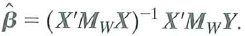 Consider the regression model in matrix form where X and W are matrices of regressors and ß and are vectors of unknown regression coefficients. Let where a. Show that the OLS estimators of ß and can be written as b. Show that = c. Show that d. The Frisch-Waugh theorem (Appendix 6.2) says that Use the result in (c) to prove the Frisch-Waugh theorem.