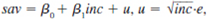 Consider the savings function    where e is a random variable with E(e) = 0 and Var(e) = a2g. Assume that e is independent of inc. (i) Show that E(u/inc) = 0, so that the key zero conditional mean assumption (Assumption SLR.4) is satisfied. [Hint: If e is independent of inc, then E(e/inc) = E(e).] (ii) Show that Var(u|inc) = a2Jnc, so that the homoskedasticity Assumption SLR.5 is violated. In particular, the variance of sav increases with inc. [Hint: Var(e/inc) = Var(e), if e and inc are independent.] (iii) Provide a discussion that supports the assumption that the variance of savings increases with family income.