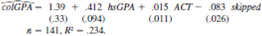Consider the estimated equation from Example 4.3, which can be used to study the effects of skipping class on college GPA:    (i) Using the standard normal approximation, find the 95% confidence interval for  hsGPA. (ii) Can you reject the hypothesis H0:   hsGPA =.4 against the two-sided alternative at the 5% level  (iii) Can you reject the hypothesis H0:   hsGPA = 1 against the two-sided alternative at the 5% level