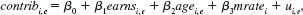 Consider a model at the employee level, where the unobserved variable f i is a firm effect to each employee at a given firm i. The error term v i,e is specific to employee e at firm i. The composite error is u i,e = f 1 + v i,e , such as in equation. (i) Assume that Var(f 1 ) = 2 f , Var(v ie ) = 2 v , and f i and v i,e are uncorrelated. Show that Var(u i,e ) = 2 f + 2 v ; call this 2. (ii) Now suppose that for e g, v i,e and v i,g are uncorrelated. Show that Cov(u ie ,u ig ) = 2 f. (iii) Let be the average of the composite errors within a firm. Show (iv) Discuss the relevance of part (iii) for WLS estimation using data averaged at the firm level, where the weight used for observation i is the usual firm size.