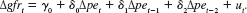 In Example 11.6, we estimated a finite DL model in first differences: Use the data in FERTIL3.RAW to test whether there is AR(1) serial correlation in the errors.