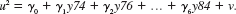 Use the data in FERTIL1.RAW for this exercise. (i) In the equation estimated in Example 13.1, test whether living environment at age 16 has an effect on fertility. (The base group is large city.) Report the value of the F statistic and the p-value. (ii) Test whether region of the country at age 16 (South is the base group) has an effect on fertility. (iii) Let u be the error term in the population equation. Suppose you think that the variance of u changes over time (but not with educ, age, and so on). A model that captures this is Using this model, test for heteroskedasticity in u. (Hint: Your F test should have 6 and 1,122 degrees of freedom.) (iv) Add the interaction terms y74-educ, y76-educ, y84-educ to the model estimated in Table. Explain what these terms represent. Are they jointly significant Table