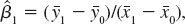 Consider the simple regression model y = 0 + 1 x + u and let z be a binary instrumental variable for x. Use (15.10) to show that the IV estimator   can be written as    where   and   are the sample averages of   and   over the part of the sample with   = 0, and where   and   are the sample averages of y. and x. over the part of the sample with   = 1. This estimator, known as a grouping estimator, was first suggested by Wald (1940).