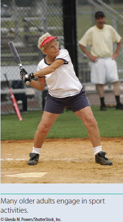 How Old Is Too Old to Participate in Sport  A growing body of research focuses on aging and fitness. Sport participation is part of the study of fitness. There are long-held traditions about aging and physical activity, and most of these support the notion that as one grows older, participation in sport and physical activity should be reduced. These perceptions can be described as barriers that are both real and perceived. Most older people agree that exercise is good, yet this same group often grew up without opportunities to participate extensively in sport and fitness activities, what is called socialization into organized fitness, and once leaving school, what few opportunities they had were diminished. The result of the lack of socialization and opportunity is that people are left with the real and perceived perception of vulnerability when participating in any level of fitness or sport. Despite this understanding among researchers, most older adults describe their state of health in positive terms. Yet only a minority participate regularly in active physical leisure at a level sufficient to deter the onset of some level of incapacity. In fact, the research suggests that strenuous physical activity is more likely to be avoided when compared to other types of leisure opportunities. Another barrier to participation relates to how older adults perceive their own body and state of health. This includes the attitudes about what the older body should and should not be capable of doing. It includes biological process decline, but also attitudes, expectations, prejudices, cultural values, and ideals of society as well as those individuals' development as they grow old. a  Not all older people avoid activity. Many are engaged in physical activity, but, as opposed to younger participants who may be involved primarily for a better looking body as frequently suggested on infomercials, they engage in the activity to improve strength, mobility, and balance, all key elements to enhancing individual quality of life as one ages. One of the problems with the research literature, according to Grant, has been a singular focus on the lived body at the expense of a broader view encompassing the meanings of later life. b  Grant found that older individuals engaged in a variety of physical activities, and playing sport was important to them. Individuals found that the physical activity and sport had become an important part of their life. Even as they talked about the debilitating effects of aging, these individuals placed themselves in the discourse of good health, resisting the idea that aging was wholly a biomedical problem. However, existing stereotypes, especially for those older than 70 years, continue to exist and will into the foreseeable future. Even as more individuals enter the retirement years, there will be a core who maintains a level of fitness and others who will, for a variety of reasons, assume they cannot remain fit and will choose, either for themselves or have chosen for them, not to participate in physical activities.     Think about someone you know who is physically active and older. Describe that person's physical and mental attitude toward exercise.