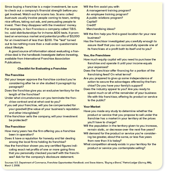Go to Franchise Expo ( www.franchiseexpo.com ). Did your search give you enough information to answer most of the questions in Figure 5.9 If not, what other information do you need, and where can you obtain it (Reference Figure 5.9)
