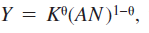 Consider an economy whose production function is     with A = 4 K / N. Suppose that it has a saving rate of.1, a population growth rate of.02, and an average depreciation rate of.03 and that      a. Reduce the production function to the form y = ak. What is a  b. What are the growth rates of output and capital in this model  c. Interpret a. What are we really saying when we assume that the labor-augmenting technology, A , is proportional to the level of capital per worker  d. What makes this an endogenous growth model