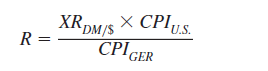 Figure 23-8 presents the evolution of real and nominal exchange rates for Canada and the United States. Obtain a similar graph for real and nominal exchange rates in Germany and the United States.  a. Go to www.bls.gov and download monthly data over the period 1982-1997 for Consumer price index in Germany: Under Subject Areas, mouse over International and click on International Labor Comparisons. Scroll down and click on One-Screen Data Search. Search for Germany for country and select Consumer Price Index, All Items for group. Check the box for All Households Index and click Get Data. You will need to adjust the date to 1982-1997. Consumer price index in the United States: Follow the same steps as above for Germany's CPI, but this time select the United States as the country. Exchange rate between the DM and the US$: Go to http://research.stlouisfed.org/fred2 and click on Categories, followed by Exchange Rates and then By Country. Choose Germany and download data for Germany/U.S. Foreign Exchange Rate (Discontinued Series).  b. Calculate the real exchange rate between Germany and the United States using the formula      c. Create a graph that includes both the real and the nominal exchange rate. Do the two variables move together    