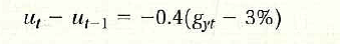 As shown by equation (9.2), the estimated Okun's law for the United States is given by    a. What growth rate of output leads to an Increase in the unemployment rate of 1% per year How can the unemployment rate increase even though the growth rate of output is positive  b. Suppose output growth is constant for the next four years. What growth rate would reduce the unemployment rate by 2 percentage points over the next four years  c. How would you expect Okun's law to change if the rate of growth of the labor force was higher by 2 percentage points How do you expect Okun's law to change if the rate of growth of the labor force increases by 2 percent-age points