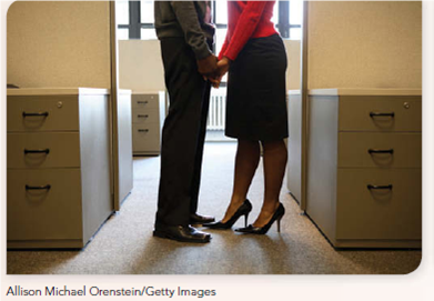 MAKE DATA YOUR FRIEND Some employees sign love contracts saying office relationships won't interfere with their work.  Policies on Office Romances Vary Widely      T he press is quick to report when a top executive or public figure runs into trouble over an office affair. But the fact is that employer policies on office relationships vary. One survey finds the following.  24%-prohibit relationships among employees in the same department.  13%-prohibit relationships among employees who have the same supervisor.  80%-prohibit relationships between supervisors and subordinates.  5%-have no restrictions on office romances.  New trend-love contracts, where employees pledge that their romantic relationships in the office won't interfere with their work.  Small business caveat-it's hard to separate dating and married couples in small business settings. The CEO of a 30-person e-commerce firm says, At one point, exactly one third of the whole workforce was married to or dating a co-worker. YOUR TAKE  Do you know anyone who has been involved in an office relationship What is your thinking on this issue Is this an area that employers should be regulating Or should office romances be left to the best judgments of those involved After all, it's their private business-isn't it