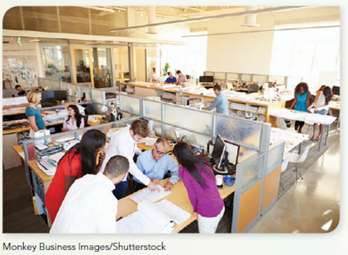 THINK BEFORE YOU ACT Workers within organizations spend roughly 40% to 60% of their interaction time every workday talking with their direct neighbors  Playing Musical Chairs to Increase Collaboration      G oodbye, private office... goodbye, permanent work space... and, hello, stranger! The childhood game of musical chairs is very likely coming to your workplace! One of the latest trends in office design is to move employees into new workspaces every few months, as a way to increase communication and collaboration. The regular moves end up putting employees from different departments and work functions into contact with one another. Seating assignments may be planned based on tasks or employees' personalities, or even done randomly. But regardless of the method used, the goal is the same: break down functional silos and habits that limit communication across internal boundaries, and put people side-by-side to talk, learn, and be creative together. Research indicates that workers spend roughly 40% to 60% of their interaction time every workday talking with their direct neighbors. They have only a 5% to 10% chance of interacting with someone even just a few steps away. The CEO of Sociometric Solutions, a consulting firm that works on such issues, says: If I change the organizational chart and you stay in the same seat, it doesn't have much of an effect. If I keep the organization chart the same but change where you sit, it is going to massively change everything. YOUR TAKE  Is musical chairs in the office going a step too far What's your reaction to this approach Would you enjoy changing desks every month or so or hate it, and why Can this idea be used in larger organizations, or is the usefulness of the approach really likely to be limited to smaller firms and startups employing a lot of new college graduates Overall, is this a useful way to break down functional silos, or is it just a passing fad that will soon lose its appeal What do you think