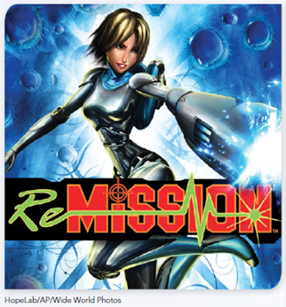 LEARN FROM ROLE MODELS The nonprofit's mission is combining rigorous research with innovative solutions to improve the health and quality of life of young people with chronic illness.  Video Game Motivates High-Risk Kids to Take Medicines      A lthough many of us play video games just for fun, teens with cancer can now play games that can help them to beat the disease. Picture a teenager who has a tough time keeping up with cancer medication schedules. Now imagine him playing the video game called Re-Mission and maneuvering a nanobot called Roxxi through the body of a cancer patient to destroy cancer cells. Then think about an article in the medical journal Pediatrics that reports teen patients who play the game at least one hour a week do a better job of sticking to their medication schedules. What's taking place is the brainchild of HopeLab, founded by Pam Omidyar. An immunology researcher and gaming enthusiast, Omidyar saw the possible link between games and fighting disease. The nonprofit's mission is combining rigorous research with innovative solutions to improve the health and quality of life of young people with chronic illness. One of HopeLab's products is Zamzee, described as a gamebased website. It includes an activity meter where kids earn points for movement and activity. A recent research study looking at possible benefits concluded that kids using Zamzee increased their moderate-to-vigorous physical activity (MVPA) by an average of 59%-or approximately 45 additional minutes of MVPA per week. FIND THE INSPIRATION Re-Mission is one positive step in the war against childhood cancer. One of HopeLab's current priorities is to use video gaming in the fight against childhood obesity. Think about how creative approaches to motivation might be used to improve peoples' lives in other ways as well.