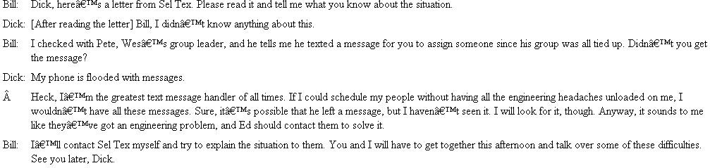 Who Dropped the Ball?  In October 2011, Industrial Water Treatment Company (IWT) introduced KELATE, a new product that was 10 times more effective than other treatments in controlling scale buildup in boilers. The instantaneous demand for KELATE required that IWT double its number of service engineers within the following year. The sudden expansion caused IWT to reorganize its operations. Previously, each district office was headed by a district manager who was assisted by a chief engineer and two engineering supervisors. In 2012, this structure changed. The district manager now had a chief engineer and a manager of operations. Four engineering supervisors (now designated as group leaders) were established. They were to channel all work assignments through the manager of operations, while all engineering-related problems were to be handled by the chief engineer. Each group leader supervised 8 to 10 field service engineers (see Exhibit 1). EXHIBIT 1 Partial Organizational Chart for IWT      Bill Marlowe, district manager for the southeast district, has just received a letter from an old and very large customer, Sel Tex, Inc. The letter revealed that when Sel Tex inspected one of its boilers last week, it found the water treatment was not working properly. When Sel Tex officials contacted Wes Smith, IWT's service engineer for the area, they were told he was scheduled to be working in the Jacksonville area the rest of the week but would get someone else down there the next day. When no one showed up, Sel Tex officials were naturally upset; after all, they were only requesting the engineering service they had been promised. Bill Marlowe, perturbed over the growing number of customer complaints that seemed to be coming his way in recent months, called Ed Jones, chief engineer, into his office and showed him the letter he had received from Sel Tex.    Dick Welsh, manager of operations, came into Bill's office about 20 minutes later.    Questions  1. What problems does Bill Marlowe face? 2. Are the problems related to the way IWT is organized, or are they related to the employees? 3. How could these problems be resolved?