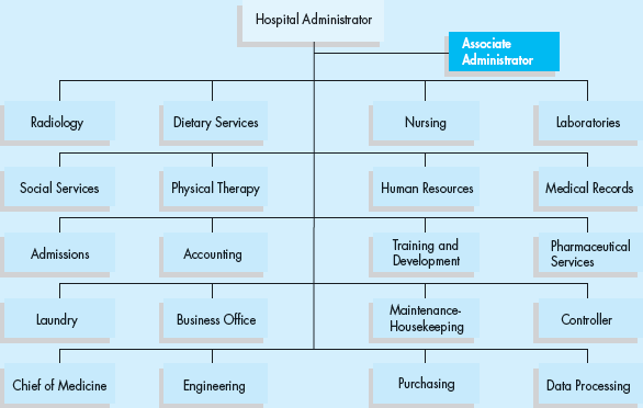 A New Organization Structure  Yesterday, Tom Andrews was officially promoted to his new job as hospital administrator for Cobb General Hospital. Cobb General is a 600-bed hospital located in a suburban area of Cincinnati. Tom is extremely excited about the promotion but at the same time has some serious doubts about it. Tom has worked at Cobb General for three years and had previously served as the associate administrator of the hospital. Although associate administrator was his official job title, he was really more of an errand boy for the former administrator, Bill Collins. Because of Tom's educational background (which includes a master of hospital administration degree) and his enthusiasm for the hospital, Tom was offered the administrator's job last week after the hospital?s board of directors had asked for Bill Collins's resignation. Tom was now looking at the organization chart for the hospital, which had been pieced together over the years by Bill Collins (see Exhibit 2). In reality, each time a new unit had been added or a new function started, Bill merely had the person report directly to him. Tom is worried about his ability to handle all of the people currently reporting to him in his new position. EXHIBIT 2 Organization Structure?Cobb General Hospital      Questions  1. Do you agree with Tom's concern? Why? 2. How would you redraw the organizational chart?
