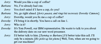 The Employment Interview  Jerry Sullivan is the underwriting manager for a large insurance company located in the Southwest. Recently, one of his best employees had given him two weeks' notice of her intention to leave. She was expecting a baby soon, and she and her husband had decided she was going to quit work and stay home with her new baby and her other two young children. Today, Jerry was scheduled to start interviewing applicants for this job. The first applicant was Barbara Riley. She arrived at the company's office promptly at 9 AM, the time scheduled for her interview. Unfortunately, just before she arrived, Jerry received a phone call from his boss, who had just returned from a three-week vacation. He wanted Jerry to bring him up to date on what had been going on. The telephone conversation lasted 30 minutes. During that time, Barbara Riley was seated in the company's reception room. At 9:30, Jerry went to the reception room and invited her into his office. The following conversation occurred:     This phone conversation goes on for almost 10 minutes. After hanging up, Jerry turns again to Barbara to resume the interview.     At that point, Barbara tells Jerry about her education, which includes an undergraduate degree in psychology and an MBA, which she will be receiving shortly. She explains to Jerry that this will be her first full-time job. Just then the phone rings, and Jerry's secretary tells him that his next interviewee is waiting.         Outline the inadequacies of this interview.