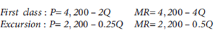 A major airline estimates that the demand and marginal revenue functions for first-class and excursion fares from New York to Paris are: First class :     If the marginal cost of flying is $200 per passenger, what fare and what number of passengers will maximize profit? Show that profit is greater than if the airline used a single or uniform price.