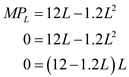 The production function is given as:   Where   is output or total product and   is labor input. (a) The marginal product is the first derivative of total product.   Thus the marginal product of labor is   (b) Average product is total product divided by labor input.   Thus the average product of labor is   (c) The amount of labor at which the marginal product of labor is zero signifies maximum level of output production.     Thus the value of L that maximizes Q is 10 units. (d) The amount of labor at which the first derivative of marginal product function is zero signifies its maximum value.   Thus the value of L at which marginal product function takes on its maximum value is 5 units (e) The amount of labor at which the first derivative of average product function is zero signifies its maximum value.   Thus the value of L at which marginal product function takes on its maximum value is 7.5 units