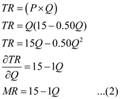 There are only two firms in the Widget industry. The total demand for widgets is . The two firms have identical cost functions, . The two firms agree to collude and act as though the industry were a monopoly. The Price and Quantity at which this cartel would maximize its profit can be calculated by inverting the demand function for P: Given: Total Revenue for both firms can be calculated by Total Cost of both firms For Maximum Profit MC = MR From (1) we can find equilibrium P Thus, we can say that Profit Maximizing price is P=12.5 and Profit Maximizing quantity is Q = 5.