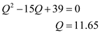 The demand of a good is the quantity necessary of that good by the persons of an economy. The prerequisite turn out to be a demand when individuals are ready and able to pay for the good. Supply of a good is the amount of a good that the manufacturers are ready to sell in a market. Equilibrium price is the price at which demand and supply are equal. Similarly, equilibrium quantity is the quantity of a good exchanged in the market after arbitration. a. The demand function and the cost function is given as: 1. The price and quantity if B well maximize profits is calculated as follows: First, calculate total revenue (TR) by multiplying price and quantity and calculate marginal revenue (MR) as follows: Calculate marginal cost (MC) as follows: Now, using the profit maximizing condition calculate Q as follows: Now substitute the values of Q in the given demand function and solve for P as follows: Hence, if B well maximize profits then the price would be and the quantity would be . 2. In order to find price and quantity when revenue is maximized, first find the average revenue (AR) by dividing the TR by Q as follows: Now, calculate average cost (AC) by dividing TC by Q as follows: Now, using the revenue maximizing condition, the price and quantity is calculated as follows: Substitute the value of Q in the demand function and solve for P as follows: Hence, the revenue maximizing price is and quantity is . 3. In this case, minimum profit is required to be $300, before maximizing revenue. So when P = 350 and Q = 7.5 (calculated in part 1.) the profit will be calculated as: Since, profit estimated here is $425, thus satisfies the minimum profit condition. Now consider the revenue maximization (calculated in part 2.). Hence, and b. The demand function and the cost function is given as: 1. The profit maximizing price and quantity is calculated as follows: Since, the demand function is same as given in part (a), therefore the TR and MR will be same. Now calculate MC as follows: It shows that MC is also same as calculated in part (a). Thus, the price and quantity will be same as calculated in part (a). Hence, the profit maximizing price is and quantity is . 2. In order to find price and quantity when revenue is maximized, first find the AR and AC. Since, TR is same as calculated in part (a), so AR will also be same. Now calculate average cost (AC) by dividing TC by Q as follows: Now using the revenue maximizing condition, the price and quantity is calculated as follows: Substitute the value of Q in the demand function and solve for P as follows: Hence, the revenue maximizing price is and quantity is . 3. In this case, minimum profit is required to be $300, before maximizing revenue. So when P = 350 and Q = 7.5 (calculated in part a (1)) the profit will be calculated as: Since, profit estimated here is $345, thus satisfies the minimum profit condition. Now consider the revenue maximization (calculated in b (2)). Hence, the and c. The answer is same in a(1) and b(1) because the MR and MC are same and thus, the profit maximizing price and quantity are same. On the other hand, answer is not same in a(3) and b(3) because AC is different in both cases.