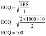 As per the specifications given in the question, Cost per unit (I) = $2 Setup cost (S) = $40 Number of units (R) = 1000 (a) The Economic Order Quantity (EOQ) can be calculated using the following formula   In this formula, R is the required annual units S is the setup cost I is the inventory cost per unit Therefore,   The company should produce 200 units per batch. (b) If the setup cost (S) can be reduced to $10, then EOQ calculation changes as shown below.   The company should now produce 100 units per batch.