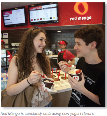 THE YOGURT WARS: PINKBERRY VS. RED MANGO  For two decades prior to the turn of the twenty-first century, frozen yogurt was a popular treat. Then production dropped 45 percent, sales slumped, and the frozen yogurt craze seemed to be at an end. In 2005 however, scientific evidence emerged regarding the health benefits of yogurt, and frozen yogurt rocketed to a new popularity because customers-primarily women-had a healthy, guiltfree alternative to ice cream. Pinkberry, which opened that year in California, attracted such large crowds that parking fines for customers hit $175,000 in the first month. Its rival Red Mango, founded in South Korea in 2002, began serving customers on U.S. soil in Los Angeles in 2007. Since then, the two chains have battled for the largest serving of the lucrative frozen yogurt market, with new challengers popping up on virtually every street corner. In this midst of this increasing competition, both Pinkberry and Red Mango must look for new ways to create value for their customers. SWIRLY GOODNESS AT PINKBERRY  Pinkberry's first shop was immediately profitable. The company grew quickly in the Los Angeles area and, within a matter of months, had expanded into New York City. That first year, the trendy yogurt shops gained an important friend and supporter: Howard Schultz, CEO of Starbucks. With his history of success maintaining the Starbucks brand during periods of explosive growth, Schultz was a valuable advisor. Pinkberry has opened stores in 20 U.S. states, as well as numerous and farflung countries such as the U.K., Russia, Morocco, and the United Arab Emirates. The most promising new markets may be abroad. The company has stores in 13 foreign countries, with plans to open even more stores overseas. Foreign stores differ from U.S. outlets, in that both flavors and toppings reflect local preferences. Customers in the Middle East have options for dates and pistachios; Asian customers can enjoy green-tea flavored yogurt. Even while creating value for customers in overseas markets, Pinkberry is holding on to its brand image, which includes a modern store design and a visually appealing product that also conveys a sense of play. This feeling of playfulness, accomplished by giving the yogurt a personality and a seasonally appropriate wardrobe that includes shredded coconut earmuffs, is intended to remind customers of childhood summers. The brand's tagline, Swirly Goodness, also helps convey Pinkberry's unique combination of creativity, taste, and healthfulness. Pinkberry further distinguishes itself with endorsements from celebrity athletes, musicians, and fashion designers and by relying on another signature Schultz touch: customer interaction with the product through individual customization, together with interactions among customers and staff. Product groupies bond with one another through an interactive website, Twitter, and Facebook. RED MANGO -TREAT YOURSELF WELL  Red Mango expanded from one store to 60 in the United States during its first two years and soon thereafter moved its headquarters to Dallas. The company's fiveyear plan includes aggressive growth, including many new store openings in the same cities targeted by Pinkberry. In 2012, Red Mango Inc. is expanding into Mexico and a number of other countries in the Americas. Like its chief rival, Red Mango offers a limited number of unusual flavors with fresh fruit toppings and yogurt containing probiotics to aid digestion. The tagline, Treat Yourself Well, suggests both the yogurt's nutritional benefits and a sense of indulgence. Store designs are bright, colorful, and inviting. So how does Red Mango distinguish itself from Pinkberry and create value for customers Red Mango Inc. founder Dan Kim claims his product has a creamier taste than that of its chief rival, and the chain has introduced new flavors, as well as smoothies, teas, and chocolates (iced and artisan hot) to help create a distinct brand. The company added fresh fruit parfaits and spoonable smoothies, which take frozen yogurt from healthy treat option to nutritious meal choice. Red Mango is also experimenting with the do-it-yourself movement, giving customers the opportunity to create their own combinations of flavors and toppings from an expanded array of offerings. To help build customer loyalty and a sense of community, Red Mango has launched a loyalty program. Members earn Mango points with every qualified purchase, ultimately earning coupons redeemable for free and discounted products. They also receive event information and special promotions.     SUSTAINING VALUE IN A CHANGING MARKET  Even as these companies compete and try to grow successfully, they must be aware of changes in the market that could undermine their efforts. Stores that have traditionally sold ice cream, such as Cold Stone Creamery, are adding frozen yogurt to their menus. Established chains like TCBY are adding tart yogurt, the signature taste of both Pinkberry and Red Mango, to their traditional offerings. And just as fast-food chains jumped on the coffee bandwagon with lattes and frozen coffee drinks, more traditional stores are now ramping up their frozen yogurt options. Meanwhile, consumer tastes can change-frozen yogurt shops in the northeastern United States, for example, may notice store traffic drop significantly as the weather turns cold. These are just a few of the challenges marketers face as they strive to bring value to customers and companies. Questions  What is Pinkberry doing to add value for international customers