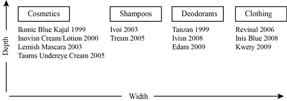 On the basis of the concepts of product mix width and depth applied to U.S P n G products (figure 11.2), following is the product mix of a smaller company owned by any individual: