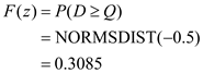In a single-period inventory model, the order size decision is made by a marginal analysis. In this analysis, the optimal order quantity occurs when the probability of demand, D being less than or equal to the order quantity, Q equals the critical ratio. In other words, ( CR ) where CR can be computed as: Where and are the cost per unit of demand underestimated and that of demand overestimated respectively.Note the following information given in the question: Average demand, Standard deviation of demand, Cost in case of the American supplier = $15 Cost in case of the Asian supplier = $10 Salvage value = $0 Selling price = $22 a.Note that when the demand is greater than the order quantity from the Asian supplier, then only orders will be placed from the American supplier.The order quantity from the Asian supplier, Q = 1,500 The corresponding cumulative distribution function is computed by the following Excel formula: So, the probability that any order will be placed from the American supplier is 0 b.The American suppliers expected demand is equal to the expected lost sales considering the Asian supplier only.The order quantity from the Asian supplier, Q = 1,500 The standard normal variable, z = -0.5 Corresponding loss function, L (-0.5) = 0.698 The expected lost sales 1 So, the expected demand from the American supplier is 2 c.Compute the optimal order size for the Asian supplier as follows: 3 4 the optimal order quantity occurs when the probability of demand, D being less than or equal to the order quantity, Q equals the critical ratio. In other words, 5 The nearest value of F ( z ), from the table, is 0.3300 and this happens for 6 .Compute corresponding order quantity using the formula 7 So, the optimal order size for the Asian supplier is 8 d.Compute the expected profit as follows: Given the order size from the Asian supplier, Q = 1,583 9 The loss function corresponding to this value, 0 Expected lost sales (or order to the American supplier) 1 So, 2 3 4 So, the expected profit is 5 e.In this case, the entire demand will be fulfilled by the American supplier.Compute the gross profit margin as: 6 7 So, the expected profit will be 8