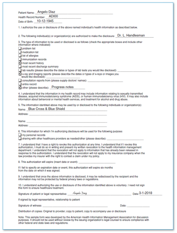 Applying HIPAA Rosalyn Ramirez is a medical insurance specialist employed by Valley Associates, PC, a midsized multispecialty practice with an excellent record of complying with HIPAA rules. Rosalyn answers the telephone and hears this question: This is Jane Mazloum, I'm a patient of Dr. Olgivy. I just listened to a phone message from your office about coming in for a checkup. My husband and I were talking about this. Since this is my first pregnancy and I am working, we really don't want anyone else to know about it yet. Has this information been given to anybody outside the clinic? How do you recommend that she respond?