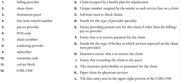 Match the key terms with their definitions.
