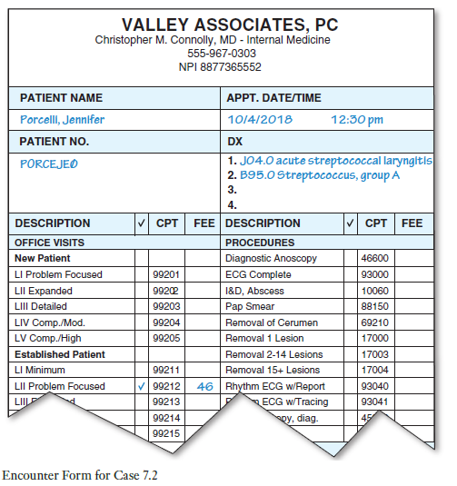 From the Patient Information Form    A. What procedure code(s) is (are) being billed on the claim? B. List the name and the primary identification number of the billing provider for this claim. C. Are the subscriber and the patient the same person? D. What copayment is collected? E. What amount is being billed on the claim?  