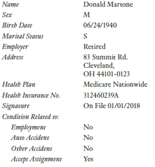 From the Patient Information Form:    