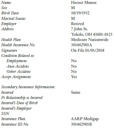 From the Patient Information Form:    