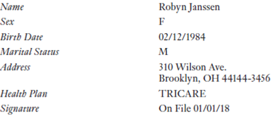 From the Patient Information Form:      