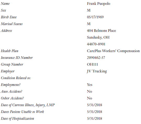 From the Patient Information Form:    