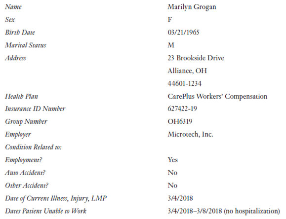 From the Patient Information Form:    