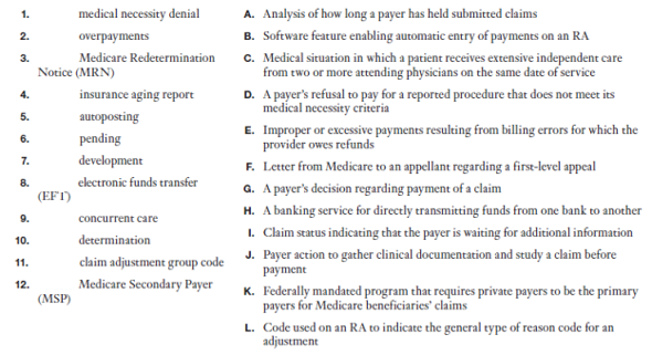 Match the key terms with their definitions.  