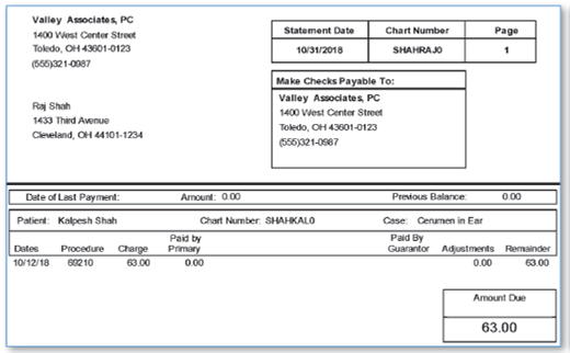 In Figure 14.4, what is the name of the patient? The guarantor? FIGURE 14.4 Example of Guarantor Billing  <div style=padding-top: 35px> 
