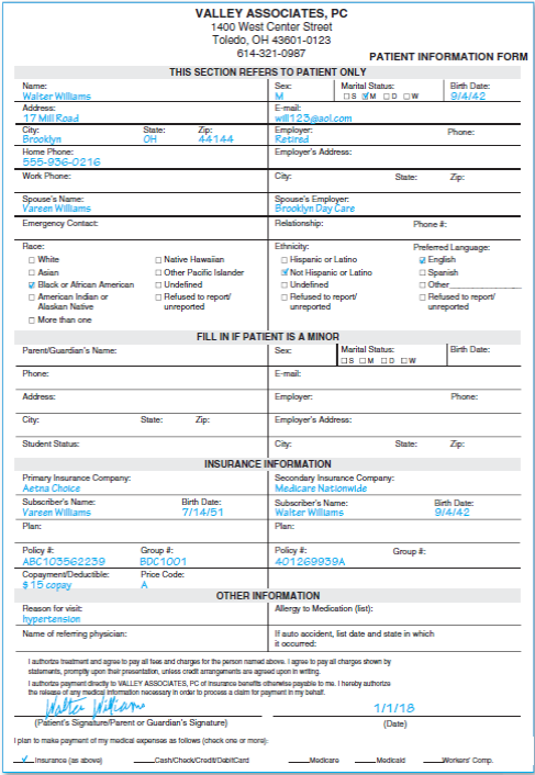 Patient: Walter Williams    <div style=padding-top: 35px> 
