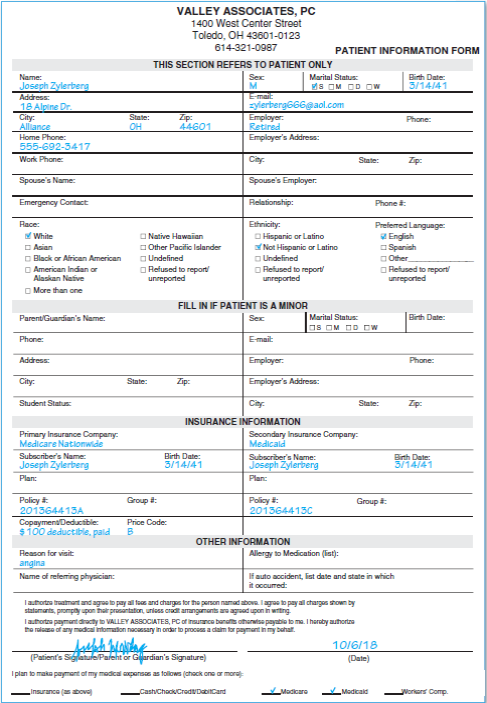 Patient: Joseph Zylerberg    <div style=padding-top: 35px> 