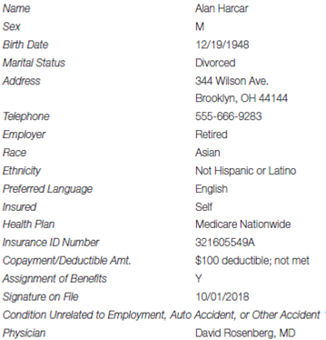 Patient: Alan Harcar From the Patient Information Form   Encounter Date: 10/01/2018 Diagnoses The patient presents with an upper respiratory infection. Procedures Saw this new patient in the office. Performed an expanded problem-focused history and exam with low-complexity decision making.<div style=padding-top: 35px> 