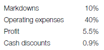 The linen department has planned sales of $375,000 for the spring-summer season. The turnover goal for the season is 1.8. Using the form provided, develop a six-month merchandise plan on the basis of the following information:     (a) Calculate initial markup %. (b) Distribute monthly planned sales. (c) Determine monthly dollar markdowns. (d) Determine BOM stock figures. (e) Find monthly planned purchases at retail. (f) Find monthly planned purchases at cost.<div style=padding-top: 35px> 