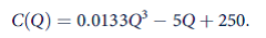 A monopolist faces a market demand curve given by Q = 70 - p a. If the monopolist can produce at constant average and marginal costs of AC = MC = 6, what output level will the monopolist choose to maximize profits? What is the price at this output level? What are the monopolist's profits? b. Assume instead that the monopolist has a cost structure where total costs are described by     With the monopolist facing the same market demand and marginal revenue, what price-quantity combination will be chosen now to maximize profits? What will profits be? c. Assume now that a third cost structure explains the monopolist's position, with total costs given by     Again, calculate the monopolist's price-quantity combination that maximizes profits. What will profit be? Hint: Set MC = MR as usual and use the quadratic formula to solve the second-order equation for Q. d. Graph the market demand curve, the MR curve, and the three marginal cost curves from parts (a), (b), and (c). Notice that the monopolist's profit-making ability is constrained by (1) the market demand curve (along with its associated MR curve) and (2) the cost structure underlying production.