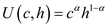 In order to find the optimal consumption bundle an individual either can maximize his utility with given income or can minimize the expenditure to attain a particular level of utility. The utility function for an individual in terms of consumption and leisure is given below:   The expenditure need to be minimized given the utility level at   . a. Setting the Lagrange equation to minimize the expenditure given utility level at   as shown below:   The first order conditions of Lagrange equation can be computed as shown below:   Set first order conditions equal to zero and solve it to get the value of optimal consumption bundle as shown below:       Solving the first order differentials the value of c and h can be computed as shown below:           The expenditure function can be shown as given below:   b. The compensated demand function is the demand function for any commodity keeping the utility level at a particular constant level. The compensated demand function for leisure can be computed by using envelope theorem as shown below:     The compensated demand function for consumption can't be computed as price of consumption here is treated as numeriare. c. The compensated labor supply function can be calculated as shown below:   The derivative of compensated labor supply function with respect to w is shown below:   As   and w is positive integer the value of compensated supply function will rise with rise in w that is the curve will be positively sloped. d. The compensated labor supply curve is given below:   The uncompensated labor supply is given below:   The uncompensated demand curve is function of only   that is the share of utility of leisure. Whereas the compensated demand curve is the function of constant utility and wage rate too. The Slutsky equation breaks the change in demand for one good in response to a change in the price of other good. The slustky equation is given below:   In this case the income and substitution effect of real wages on uncompensated labor supply curve is offset by each other.     Income effect of wage rise is zero.   Substitution effect is also zero. So, rise in wages will not affect the uncompensated supply of labor.