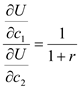 a) The utility function is The budget constraint is: Setting the Lagrange Yields the first order conditions ......(1) ......(2) Dividing equation (1) by equation (2), we get Since MRS = , hence MRS = b)Consumption in period 2 is a normal good with price . Since the substitution effect is negative, this means and increase in means a decrease in c 2. However, an increase in means that r must have decreased. Moreover the income effect is positive as it is a normal good. Hence there is a positive relation between c 2 and r i.e. . is ambiguous because the substitution effect predicts but the income effect predicts If this means that a fall in which is the price of c 2 raises total spending on c 2. Therefore, demand for c 2 is price elastic. c) Old budget constraint: The new budget constraint is: Which can also be represented as As can be seen, the new budget constraint has same slope as in part (a). It passes through c 1 = y 1 and c 2 = y 2. If c 1 * y 1 , the individual borrows in period 1 and repays in period 2. If c 1 * y 1 individual saves in period 1 and uses savings in period 2.
