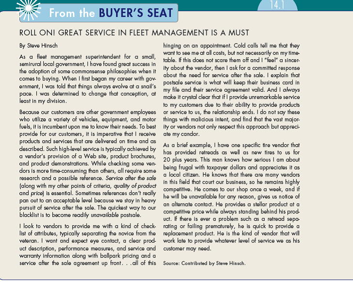 Review both Building Partnerships 14.1 and From the Buyer's Seat 14.1. What is the common thread? How can you, as a salesperson, gain a competitive advantage in the marketplace from these stories? What would these themes mean for you as a student or as a professional in a nonselling field? (In Building Partnerships 14.1) (In Reference Buyer's Seat 14.1)